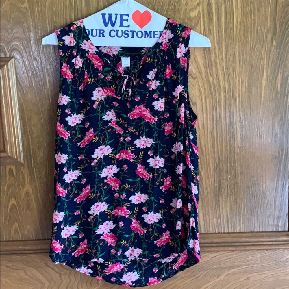 Navy flower print blouse